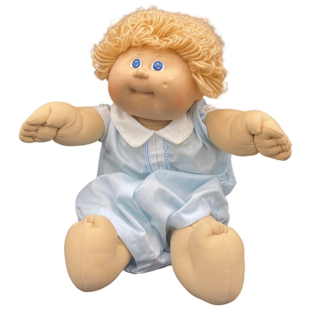 Vintage 1980s Cabbage Patch Doll wheat Hair Blue Eyes one dimple Signed